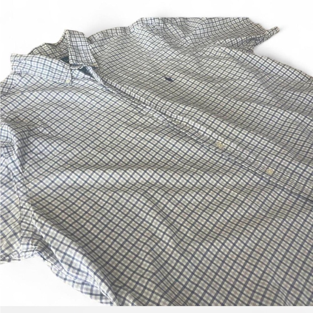 Ralph Lauren Blue and White Plaid button down Shirt size XL